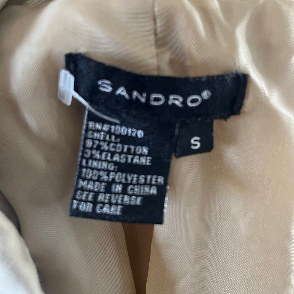 Sandro Blazer Jacket Womens Size Small Tan 5 button - Picture 3 of 10